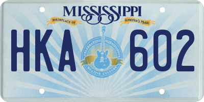 MS license plate HKA602