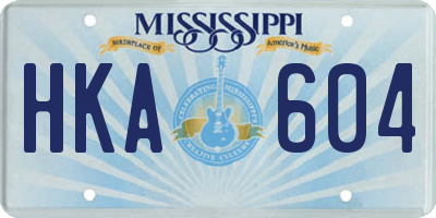 MS license plate HKA604