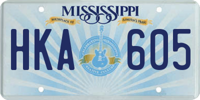 MS license plate HKA605