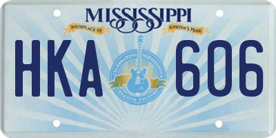 MS license plate HKA606