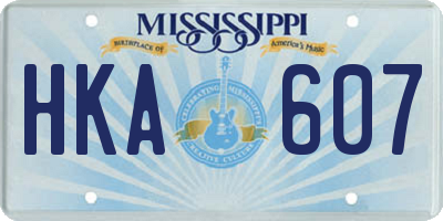 MS license plate HKA607