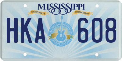 MS license plate HKA608