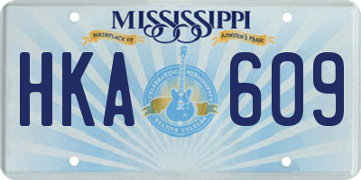 MS license plate HKA609