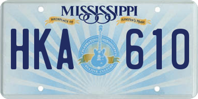 MS license plate HKA610