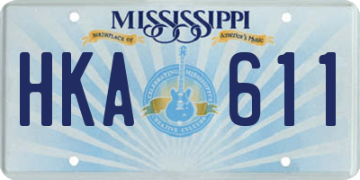 MS license plate HKA611