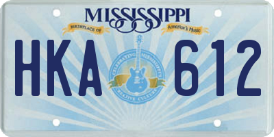 MS license plate HKA612