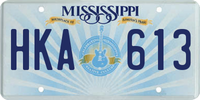 MS license plate HKA613
