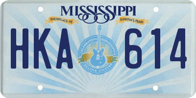 MS license plate HKA614