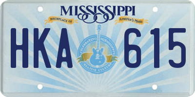 MS license plate HKA615