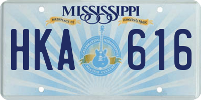 MS license plate HKA616