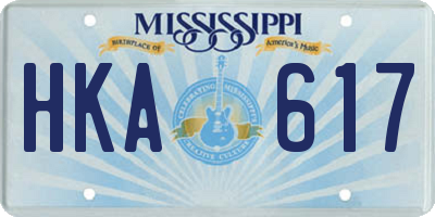MS license plate HKA617