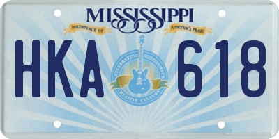 MS license plate HKA618