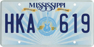 MS license plate HKA619