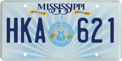 MS license plate HKA621