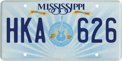 MS license plate HKA626