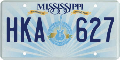 MS license plate HKA627