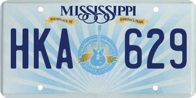 MS license plate HKA629