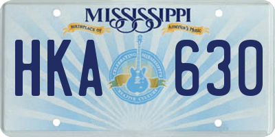 MS license plate HKA630
