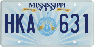 MS license plate HKA631