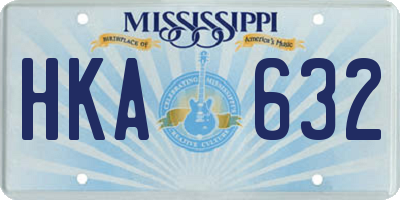 MS license plate HKA632