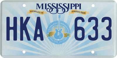 MS license plate HKA633