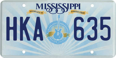 MS license plate HKA635