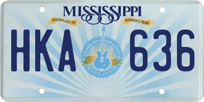 MS license plate HKA636