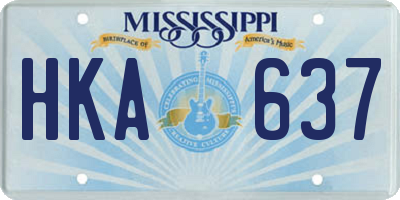 MS license plate HKA637