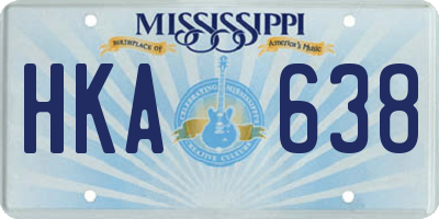 MS license plate HKA638