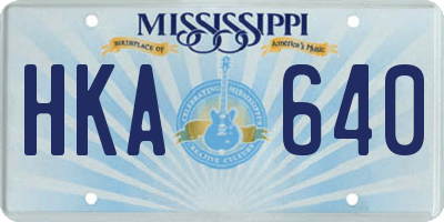 MS license plate HKA640