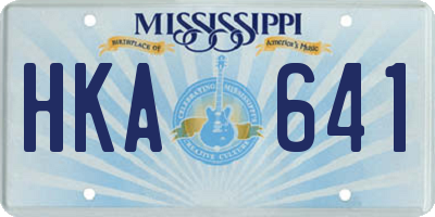 MS license plate HKA641