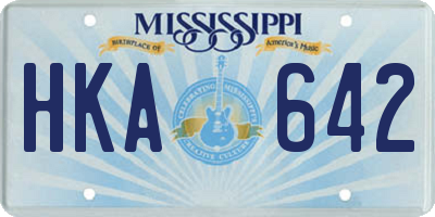 MS license plate HKA642