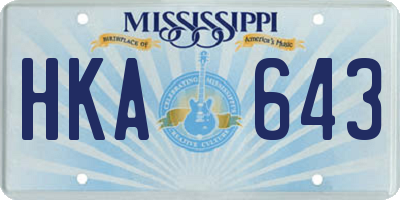 MS license plate HKA643