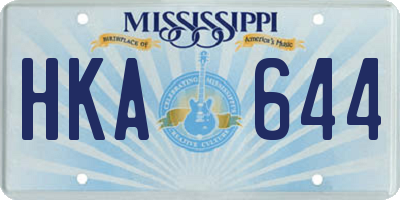 MS license plate HKA644