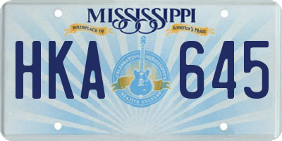 MS license plate HKA645
