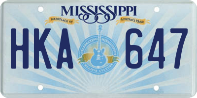 MS license plate HKA647