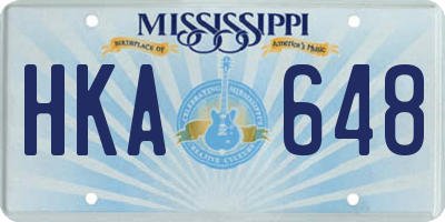 MS license plate HKA648