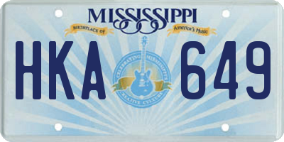 MS license plate HKA649
