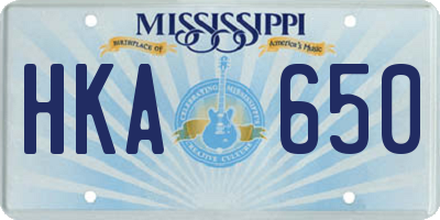 MS license plate HKA650