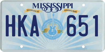 MS license plate HKA651