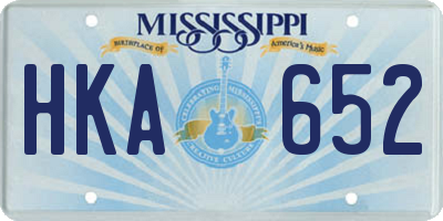 MS license plate HKA652