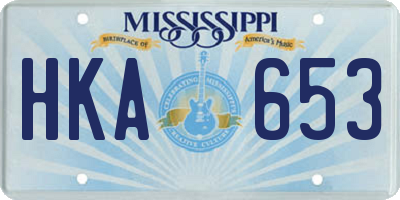 MS license plate HKA653