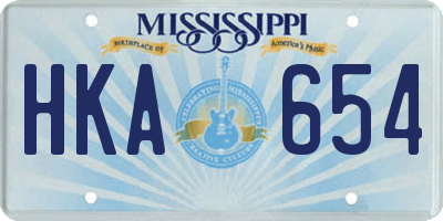 MS license plate HKA654