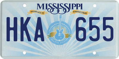 MS license plate HKA655