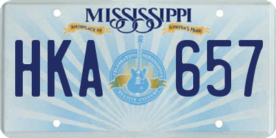 MS license plate HKA657