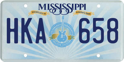 MS license plate HKA658