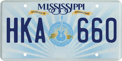 MS license plate HKA660