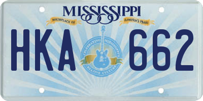 MS license plate HKA662