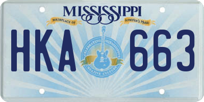 MS license plate HKA663