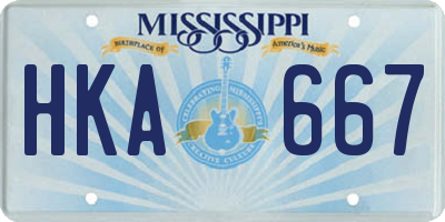 MS license plate HKA667